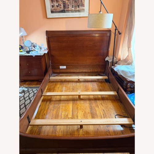 Used Stickley Antique Finds Dark Brown Wood Queen Bed for sale on AptDeco