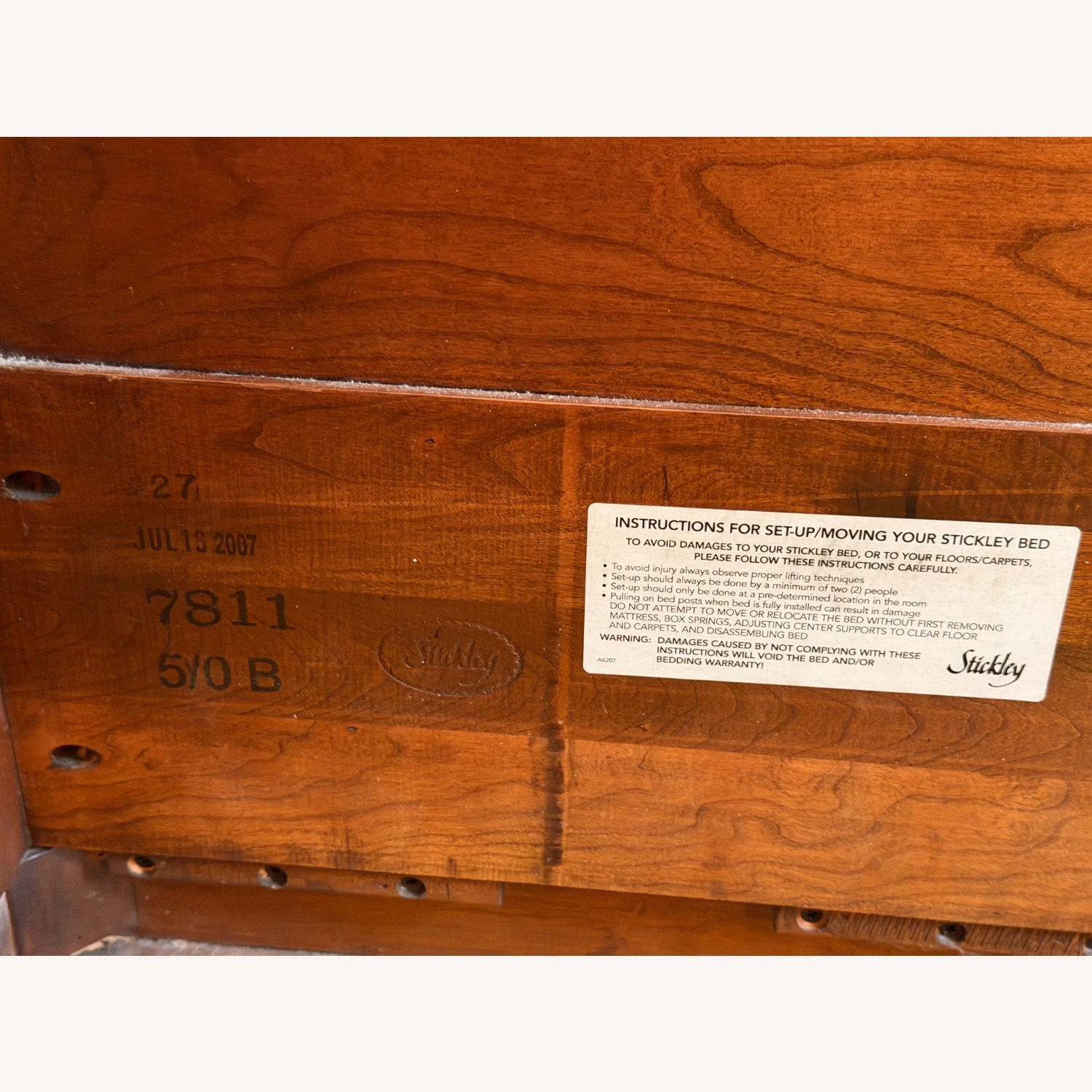 Stickley  Antique Finds Dark Brown Wood Queen Bed - image-3