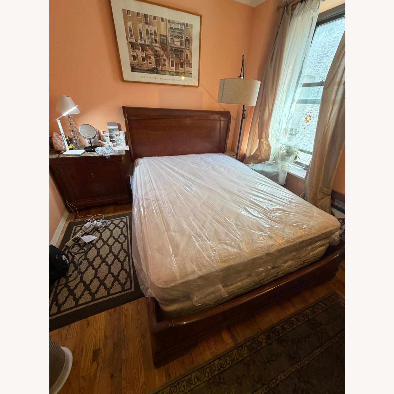 Stickley  Antique Finds Dark Brown Wood Queen Bed - image-2