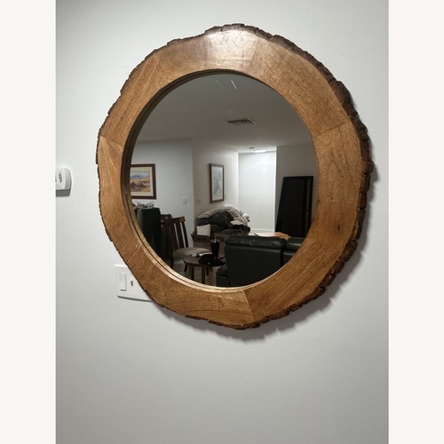 Used Round Wall Mirror Live-edge Wood Frame for sale on AptDeco