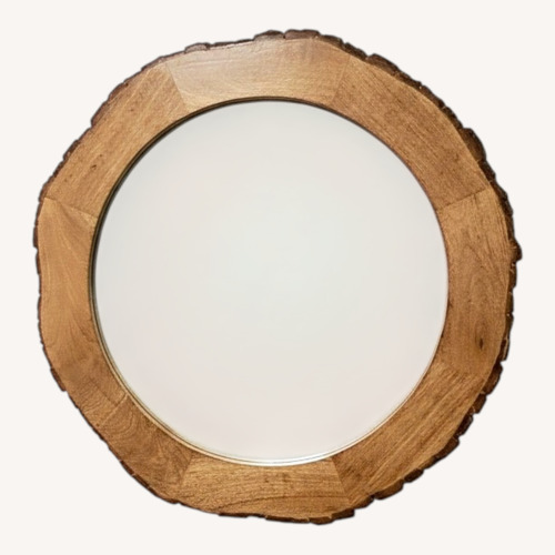 Used Round Wall Mirror Live-edge Wood Frame for sale on AptDeco