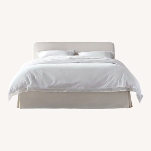 Used CB2 Pullover Pleat Queen Bed Cream for sale on AptDeco
