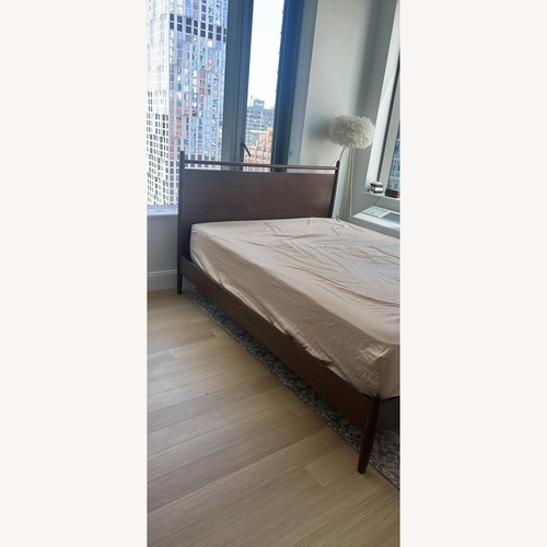 Used Article Lenia Dark Brown Wood Queen Bed for sale on AptDeco