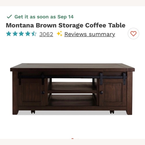 Used Bob's Discount Dark Brown Wood Coffee Table for sale on AptDeco