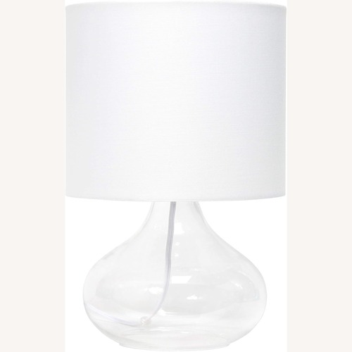 Used Bed Bath & Beyond Small Glass Raindrop Table Lamp, White Shade for sale on AptDeco