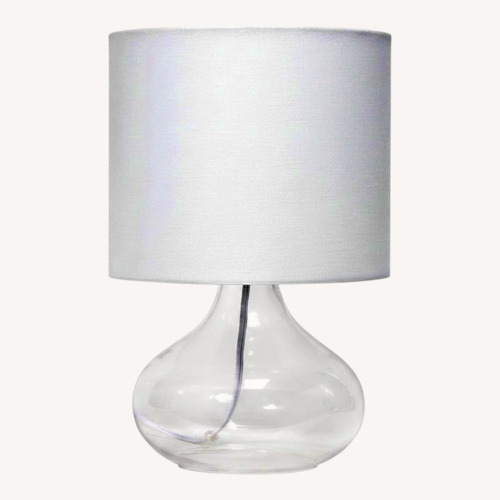 Used Bed Bath & Beyond Small Glass Raindrop Table Lamp, White Shade for sale on AptDeco