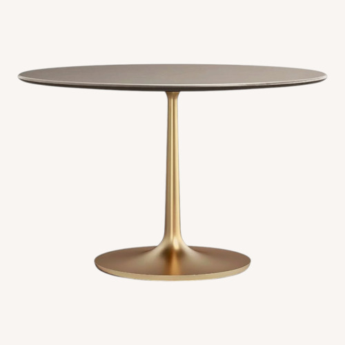 Used Crate & Barrel Grey & Gold Tulip Oval Bistro Dining Room Table for sale on AptDeco