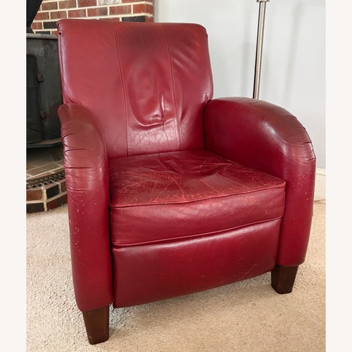 Used Deep Red Leather Armchair for sale on AptDeco