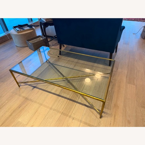 Used Restoration Hardware Thaddeus Glass Rectangular Coffee Table for sale on AptDeco