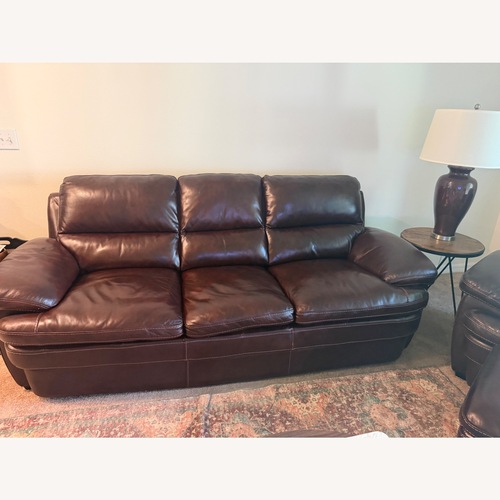 Used Ashley Furniture Dark Brown Leather 2 Seater Sofa for sale on AptDeco