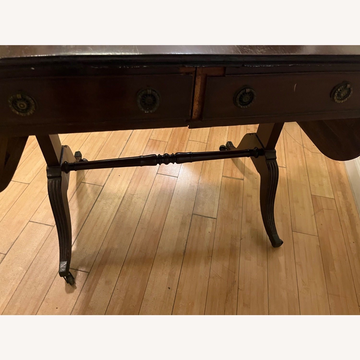 Antique Drop-Leaf Wood Table - image-4