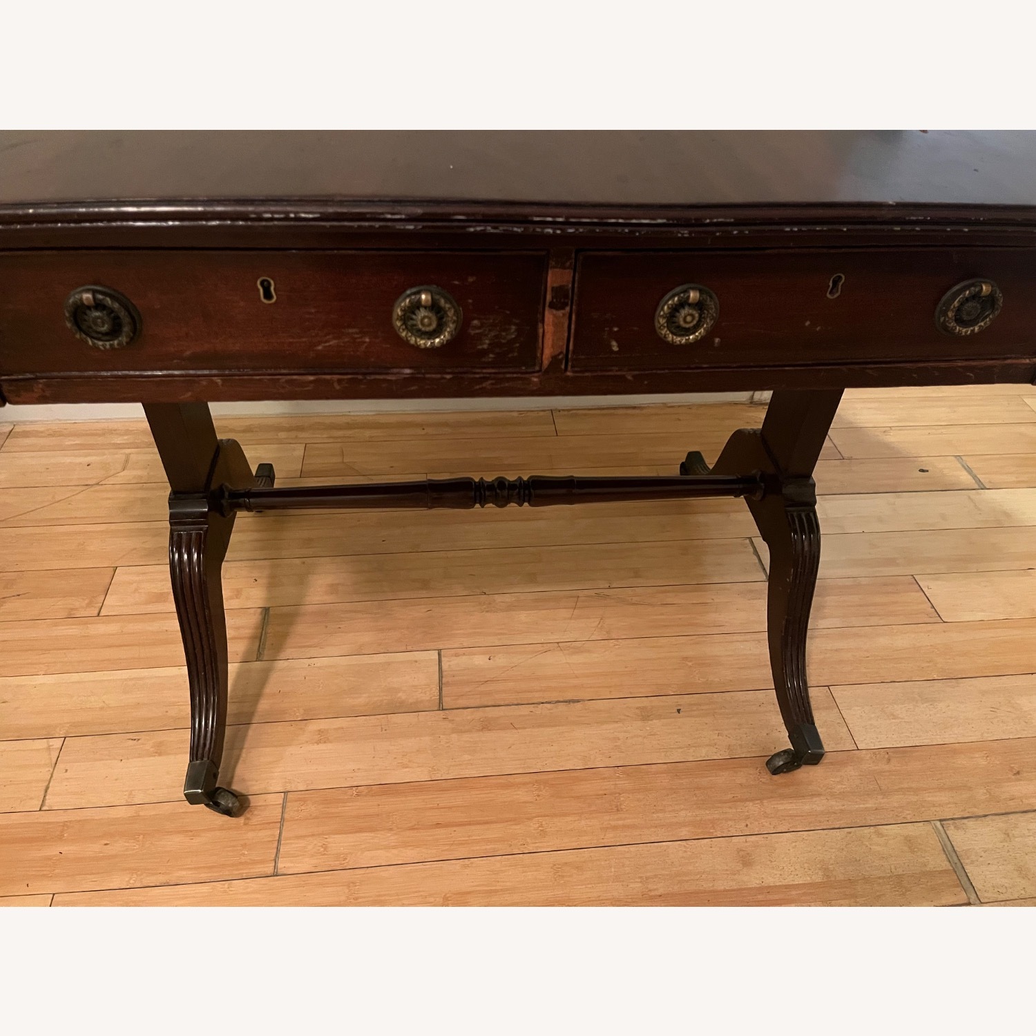 Antique Drop-Leaf Wood Table - image-3
