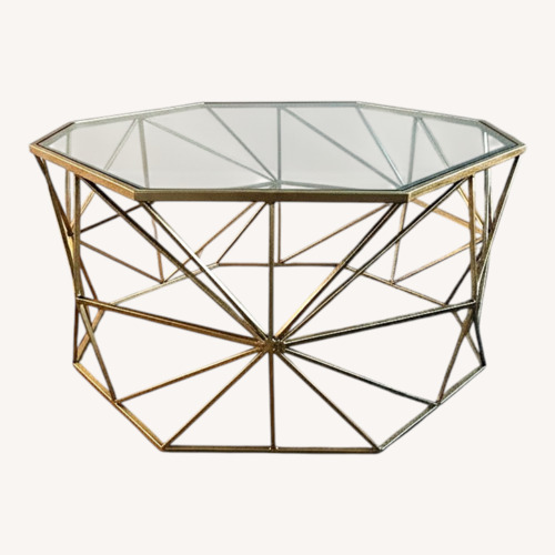 Used Gold Glass Coffee or Center Octogan Table for sale on AptDeco