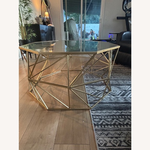 Used Gold Glass Coffee or Center Octogan Table for sale on AptDeco