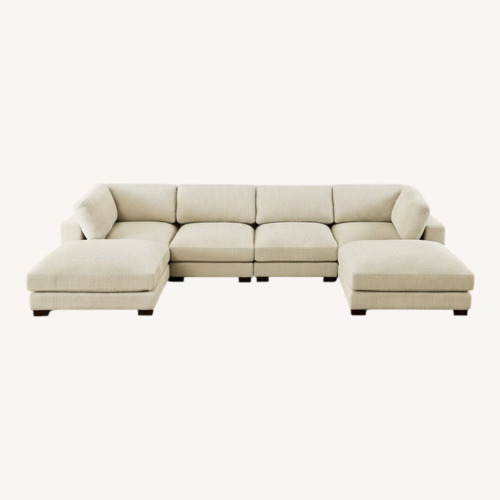 Used Wayfair Cream Corduroy  3+ Piece Sectional for sale on AptDeco