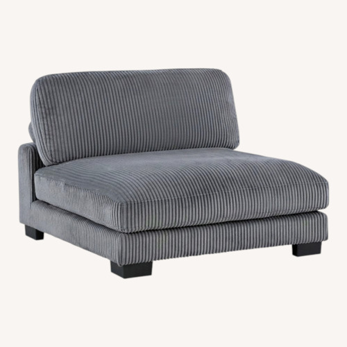 Used Grey Corduroy Loveseat With Ottoman for sale on AptDeco