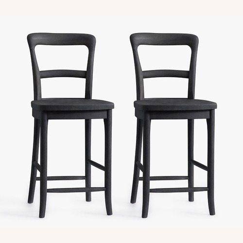 Used Pottery Barn Cline Counter Stool Set of 2 Charcoal for sale on AptDeco