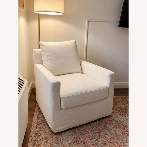 Used Pottery Barn White Fabric Armchair for sale on AptDeco