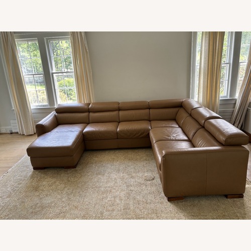 Used Natuzzi Camel Leather 6 Section Sofa for sale on AptDeco