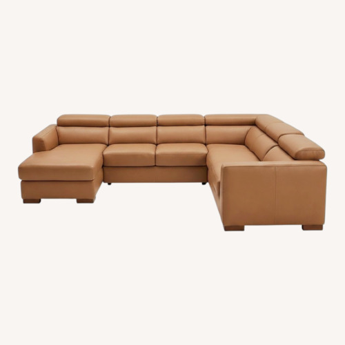 Used Natuzzi Camel Leather 6 Section Sofa for sale on AptDeco