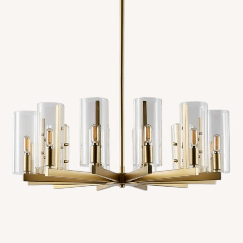 Used Modern Gold  12-Light Chandelier with Glass Shades for sale on AptDeco