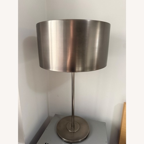 Used Restoration Hardware Antiqued Metal Drum Table Lamp for sale on AptDeco