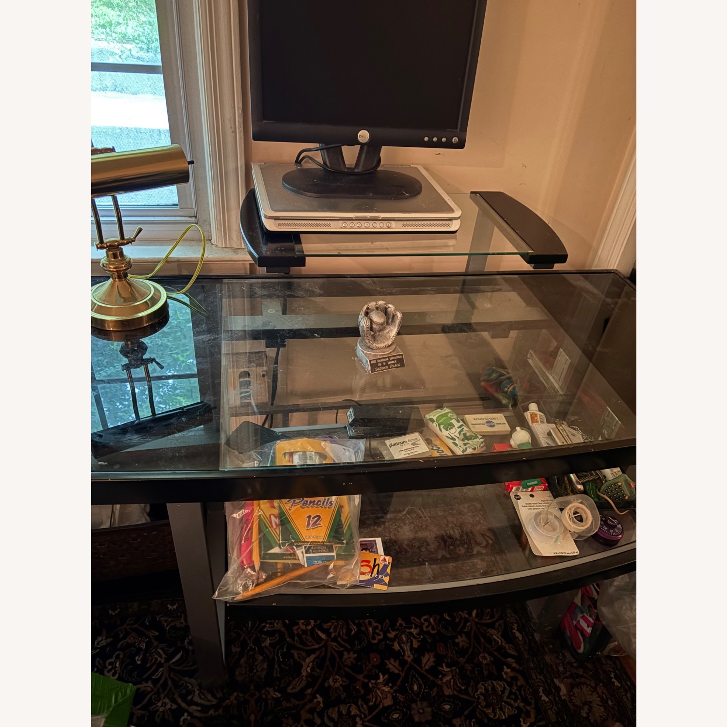 Transparent Glass Top Desk - image-1