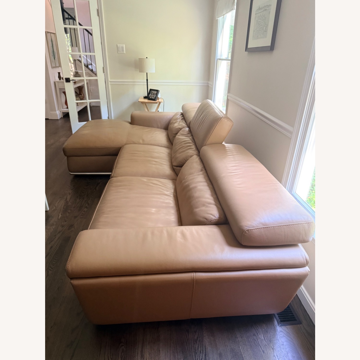 Italian Light Leather Brown 3+ Seater Sofa - image-3