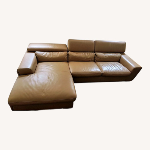 Used Italian Light Leather Brown 3+ Seater Sofa for sale on AptDeco
