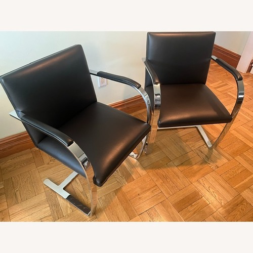 Used Brno Black Leather Side/Dining Chairs - Set of 2 for sale on AptDeco