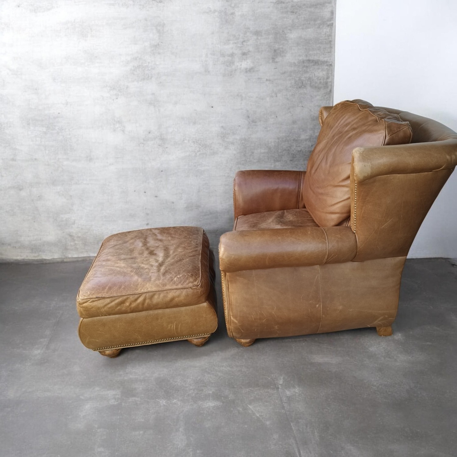 Vintage/Antique Light Brown Leather Armchair - image-5