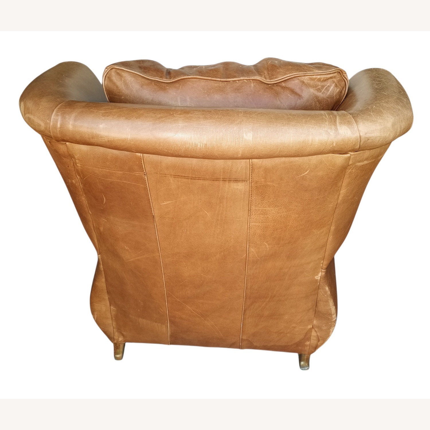 Vintage/Antique Light Brown Leather Armchair - image-10