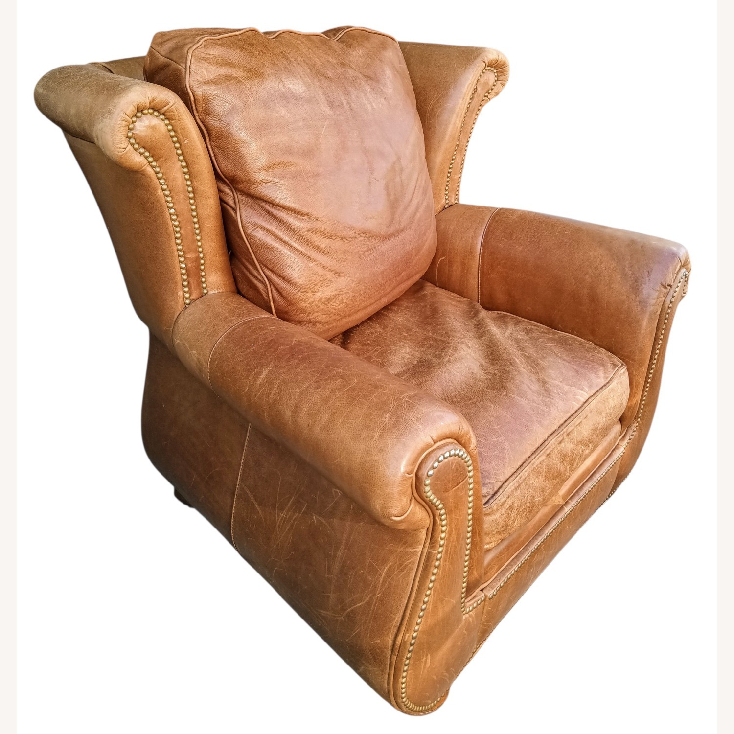 Vintage/Antique Light Brown Leather Armchair - image-14