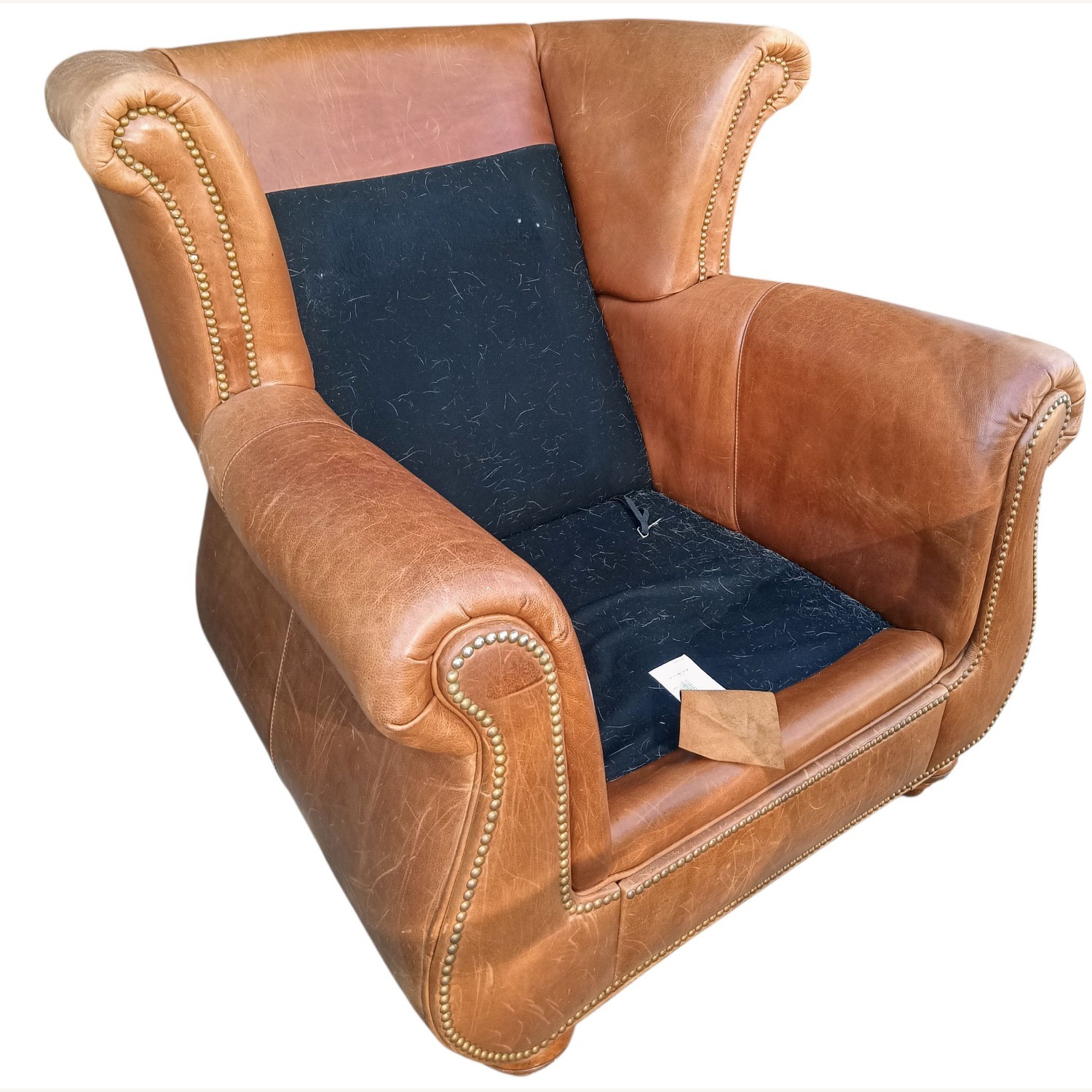 Vintage/Antique Light Brown Leather Armchair - image-11