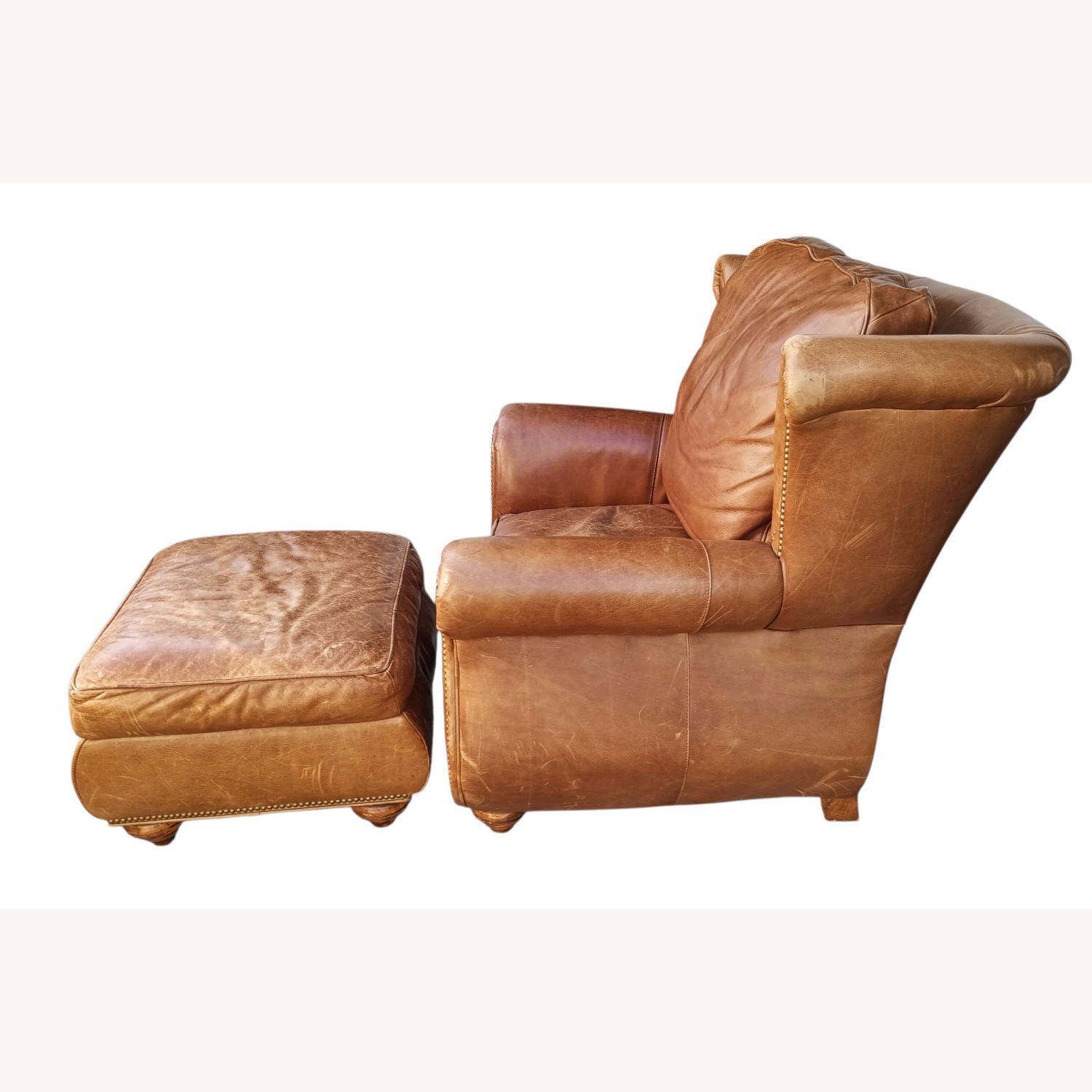 Vintage/Antique Light Brown Leather Armchair - image-13