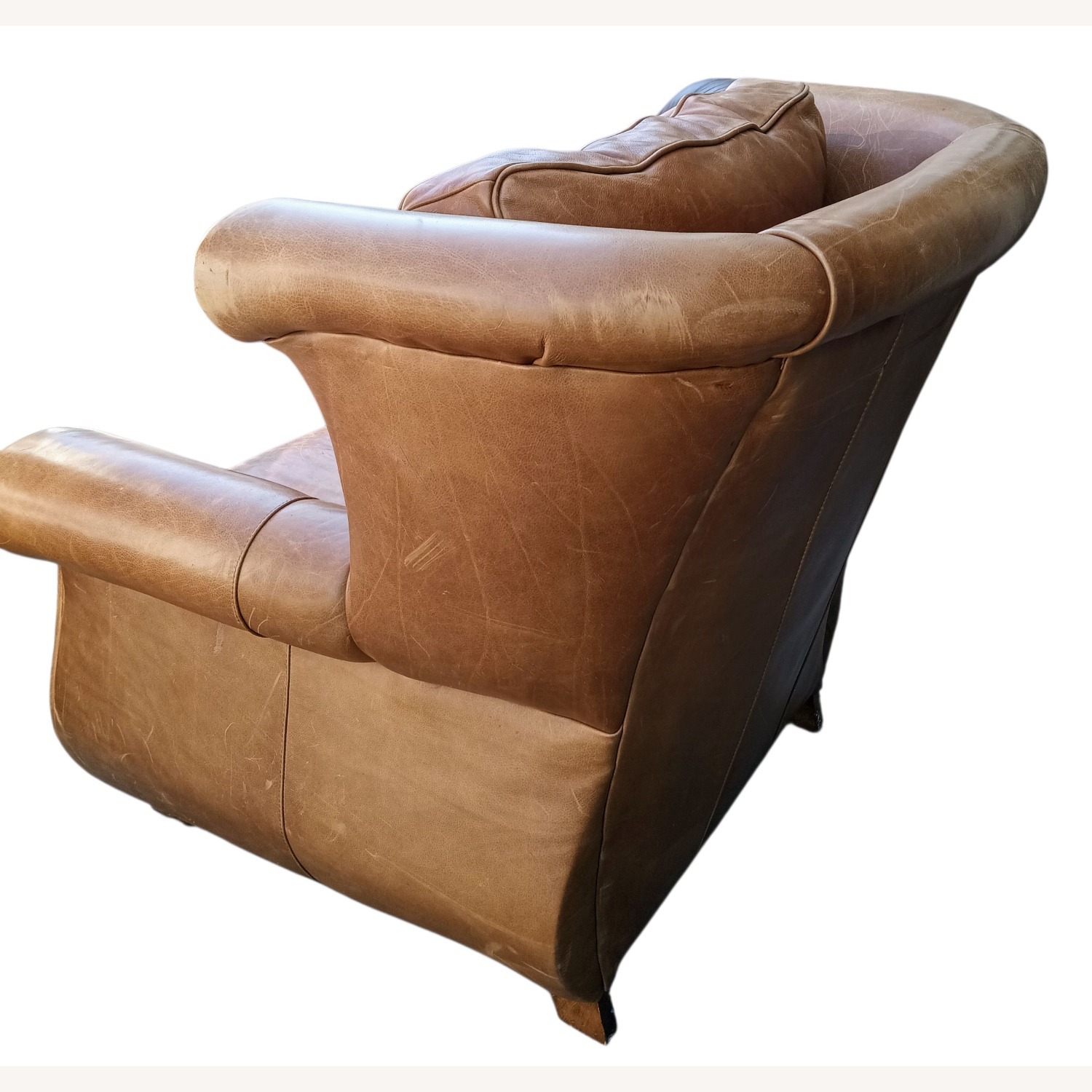 Vintage/Antique Light Brown Leather Armchair - image-6