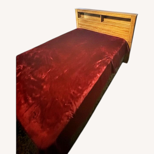 Used Sealey Furniture Blue Fabric Queen Bed for sale on AptDeco