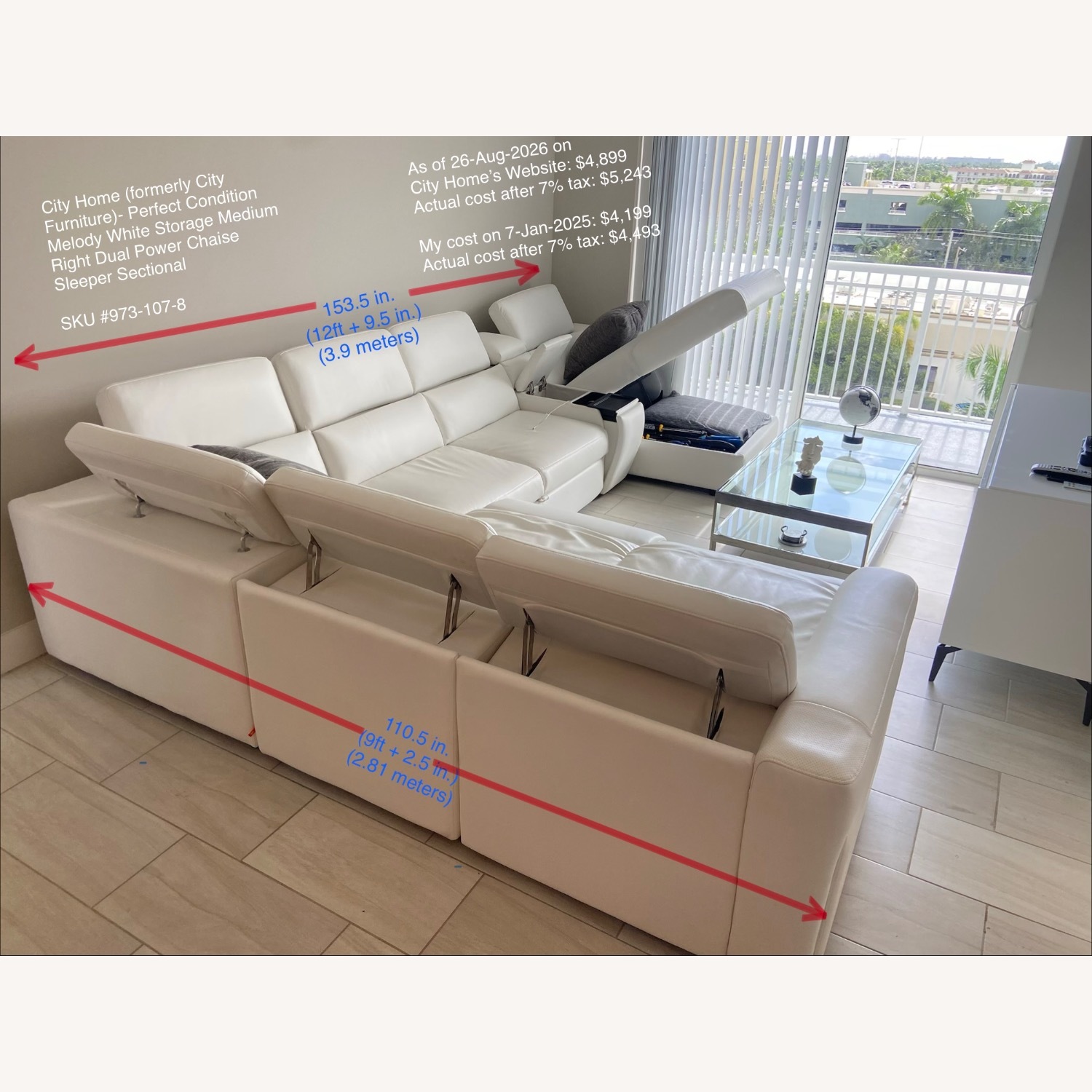 City Melody White Sleeper Sectional  - image-6