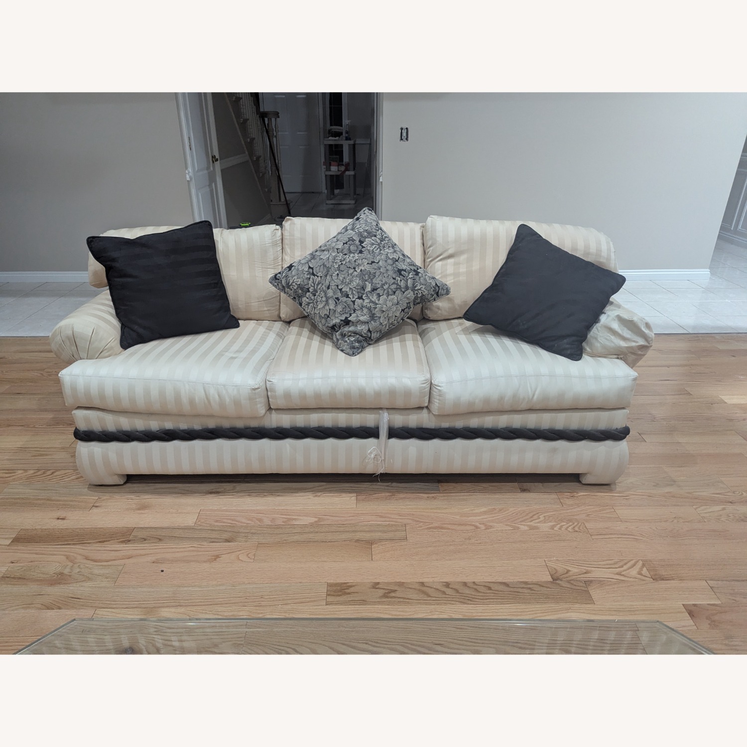 Vintage/Antique White Fabric Sleeper Sofa - image-1