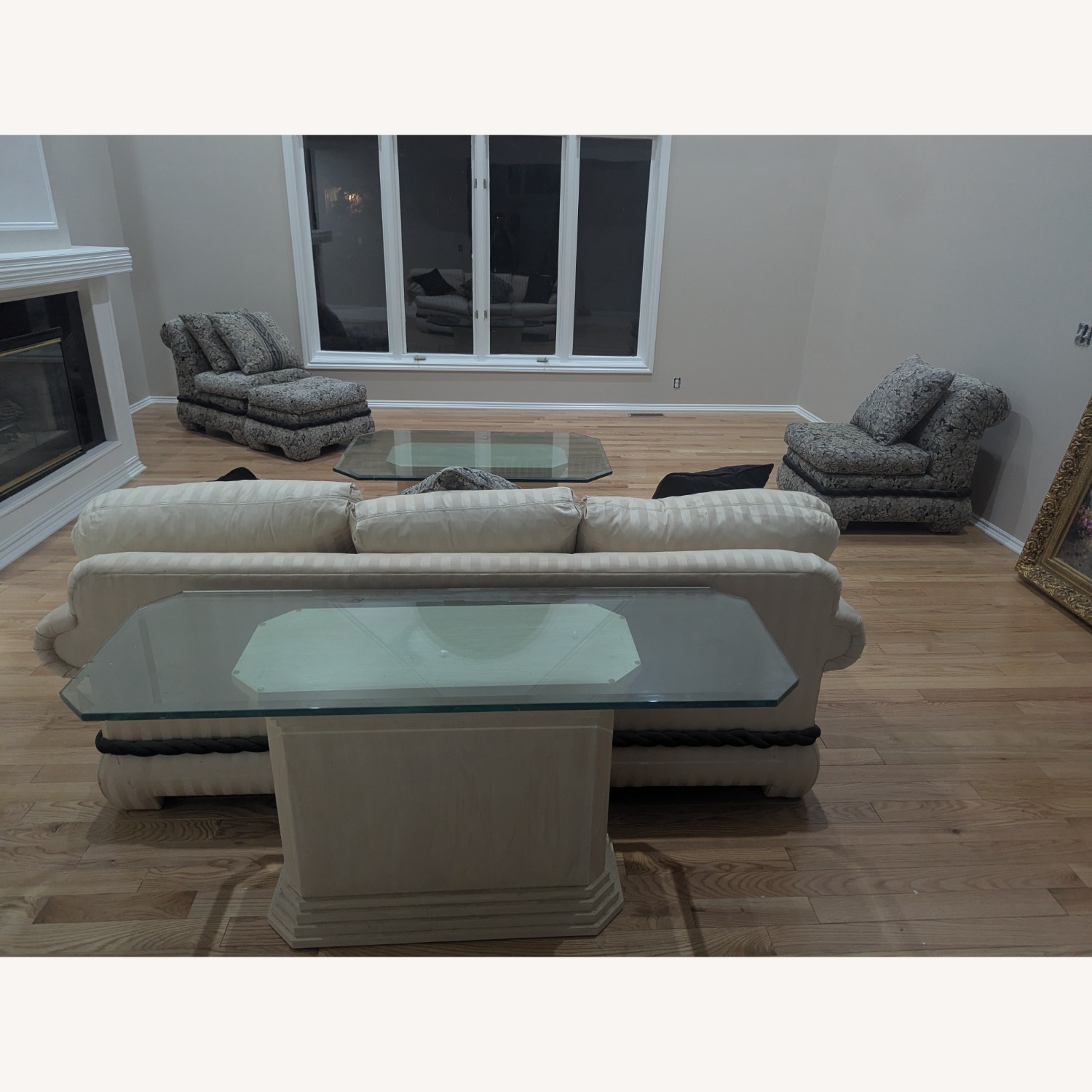 Vintage/Antique White Fabric Sleeper Sofa - image-5