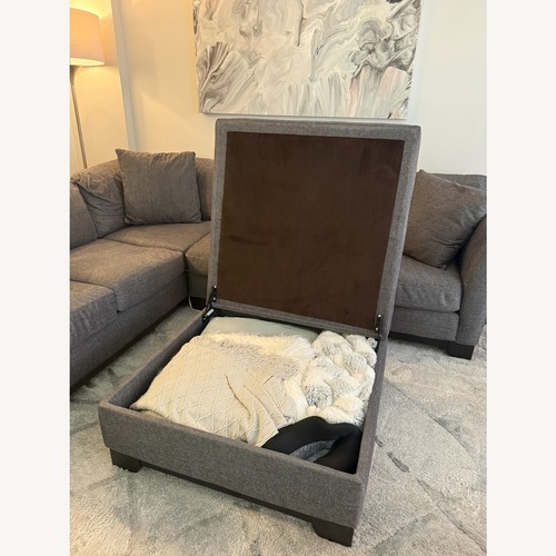 Used Macy's Elliot II Dark Gray Fabric 2-Piece Sectional for sale on AptDeco