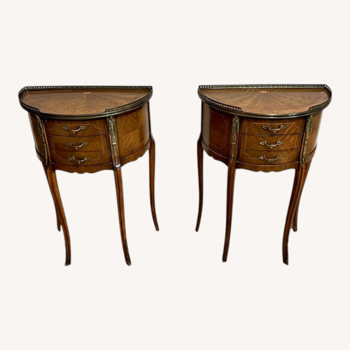 Used Pair Antique Louis XV Nightstands Inlaid Tables for sale on AptDeco