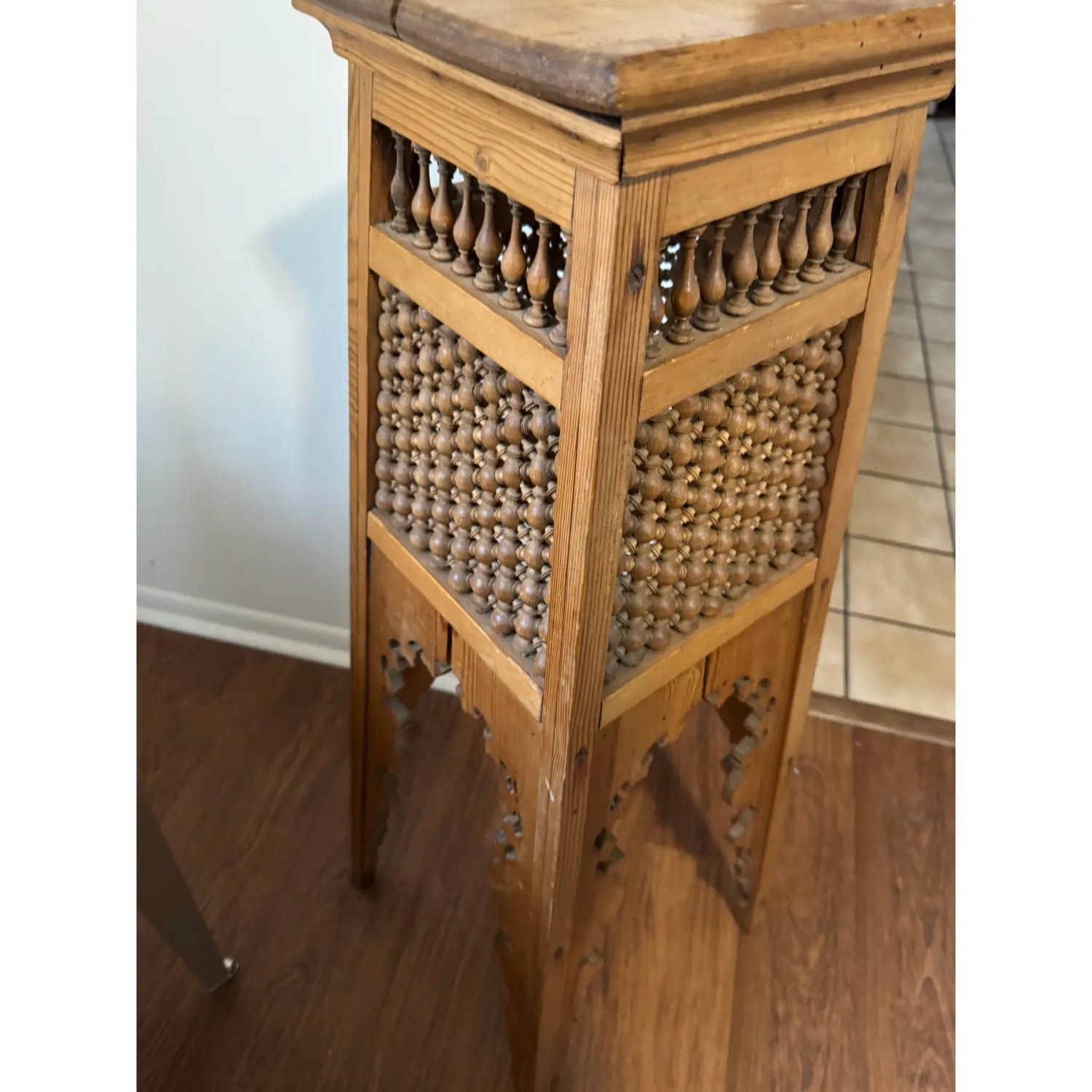 Vintage/Antique Light Brown Wood Side Table - image-2
