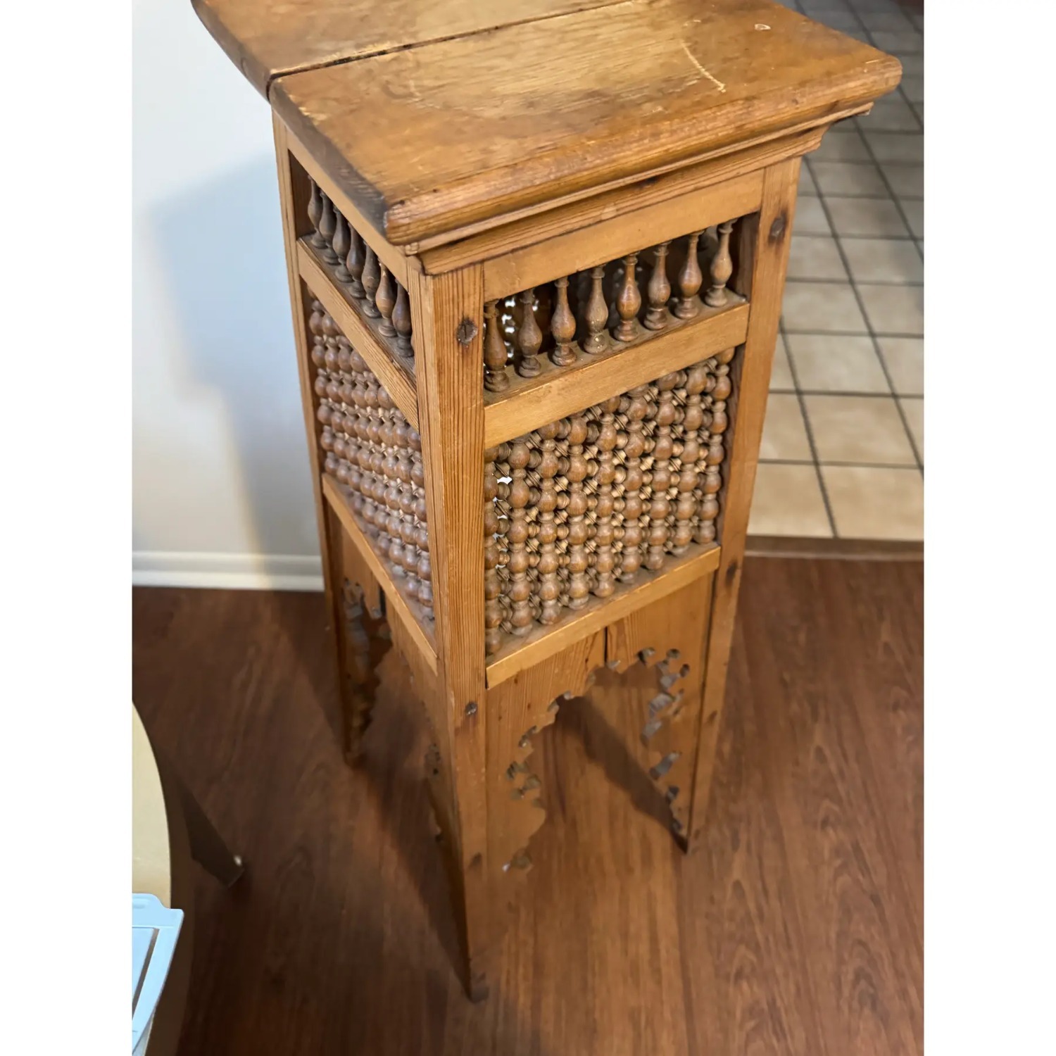 Vintage/Antique Light Brown Wood Side Table - image-3