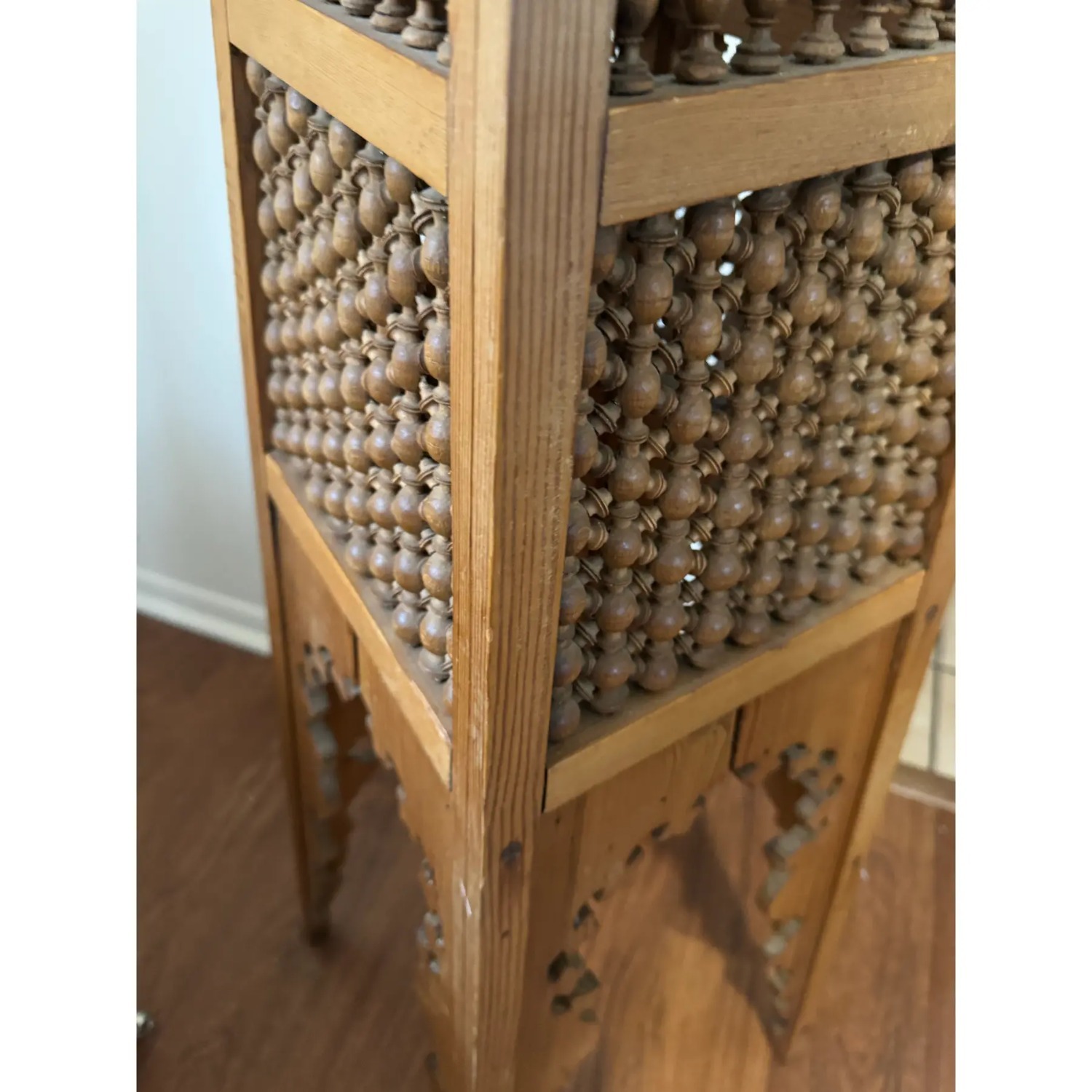 Vintage/Antique Light Brown Wood Side Table - image-5