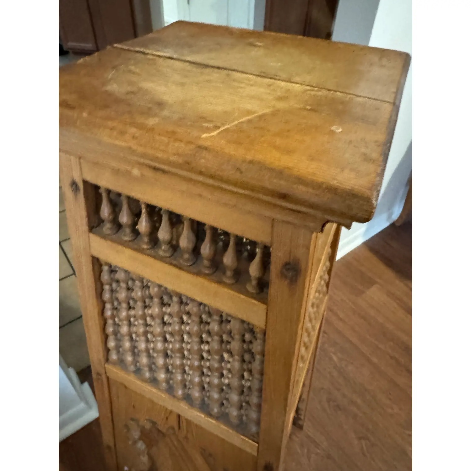 Vintage/Antique Light Brown Wood Side Table - image-6