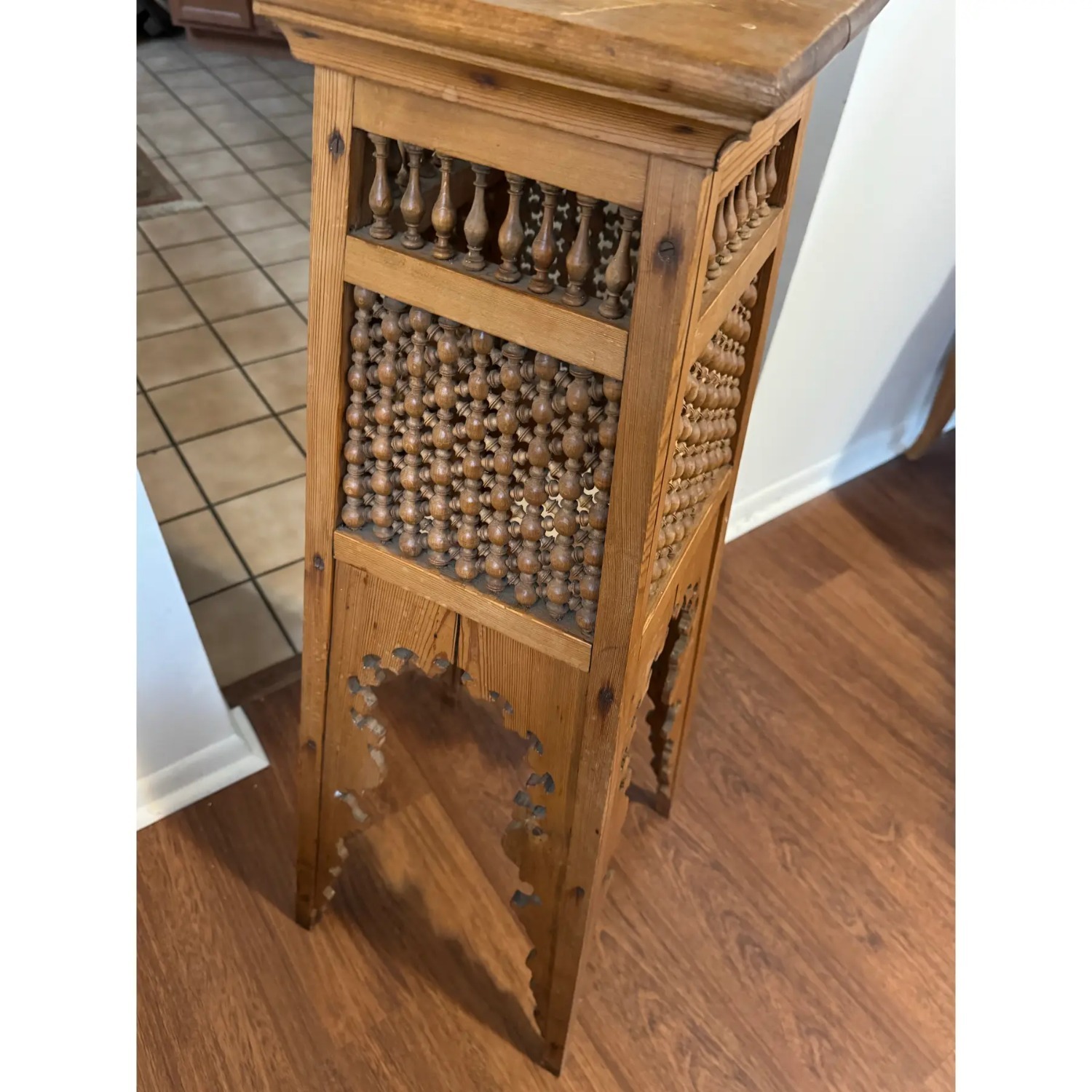 Vintage/Antique Light Brown Wood Side Table - image-4