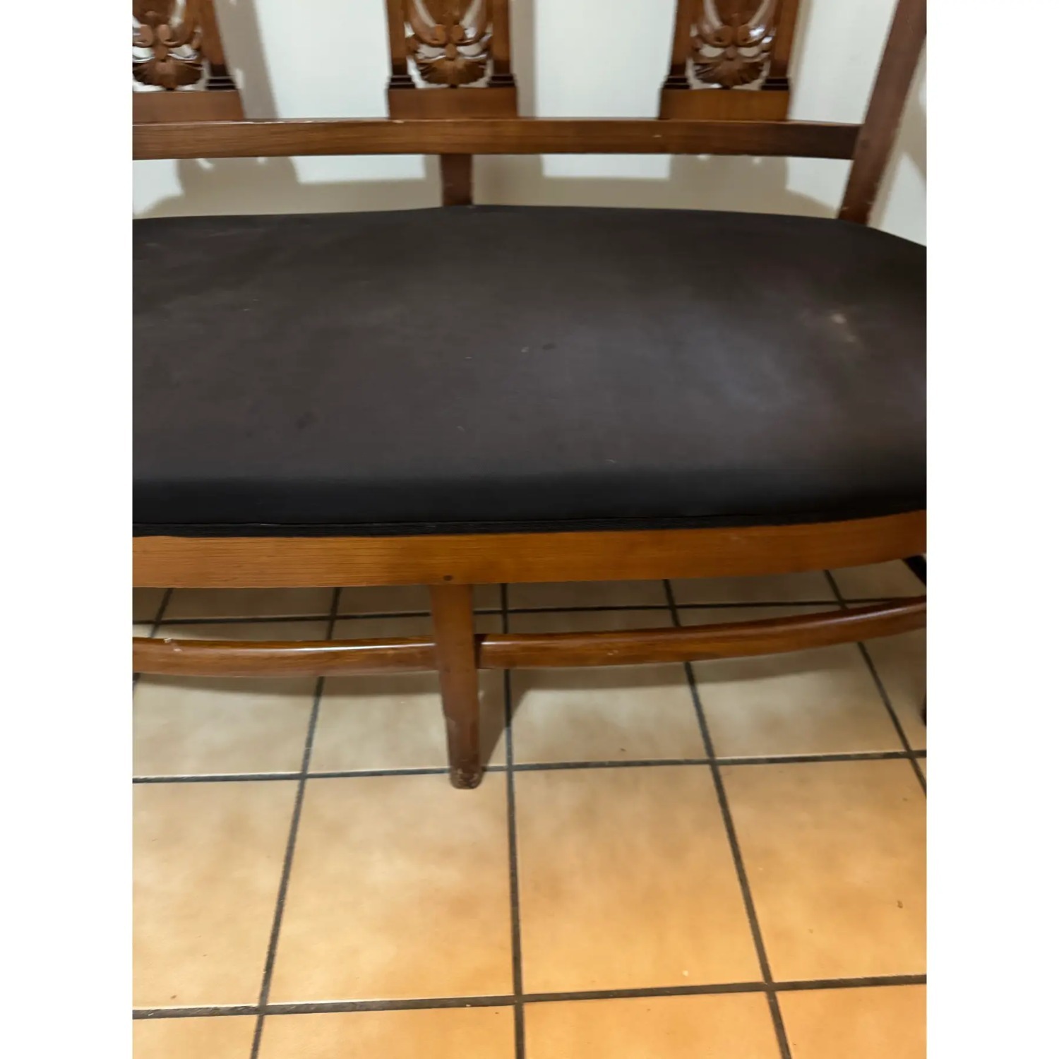Vintage/Antique Dark Brown Wood Bench - image-8