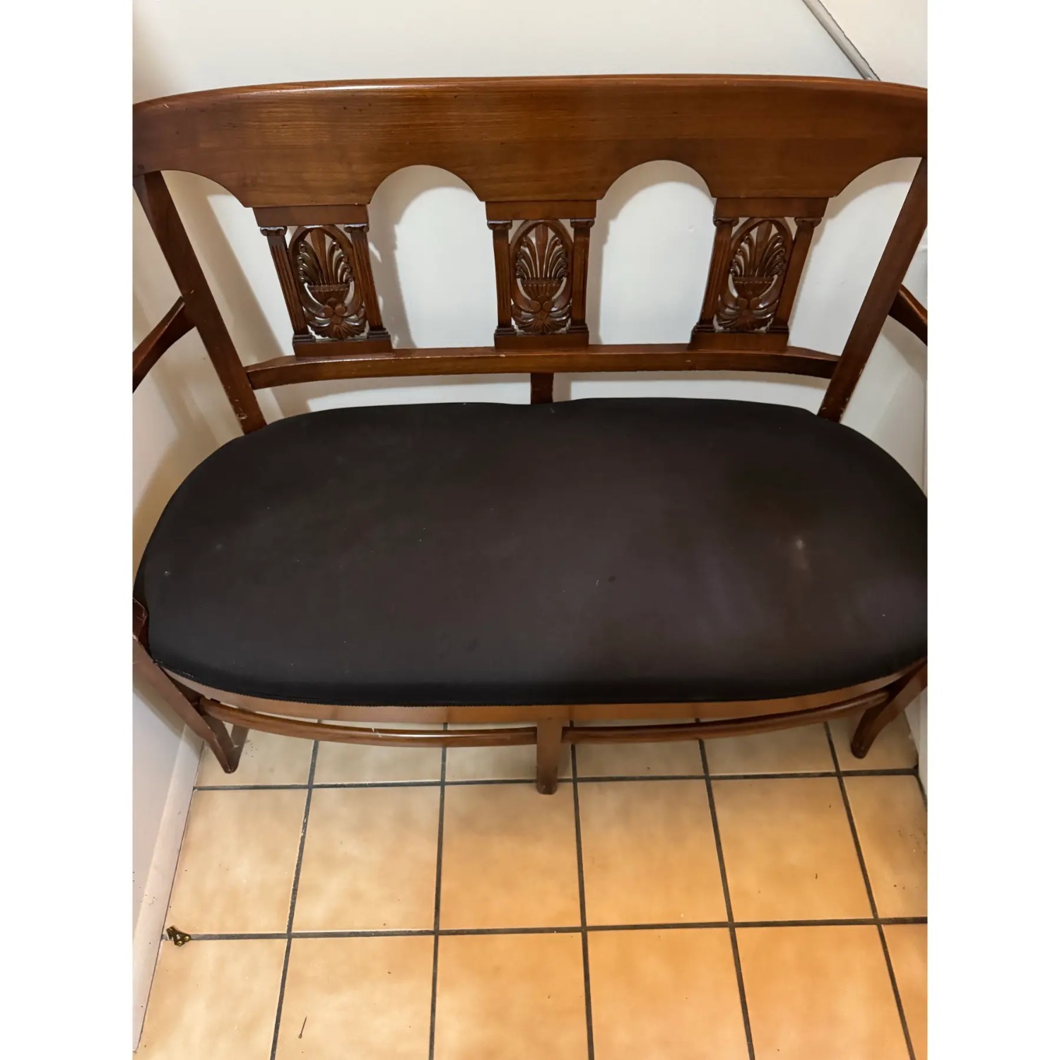 Vintage/Antique Dark Brown Wood Bench - image-2