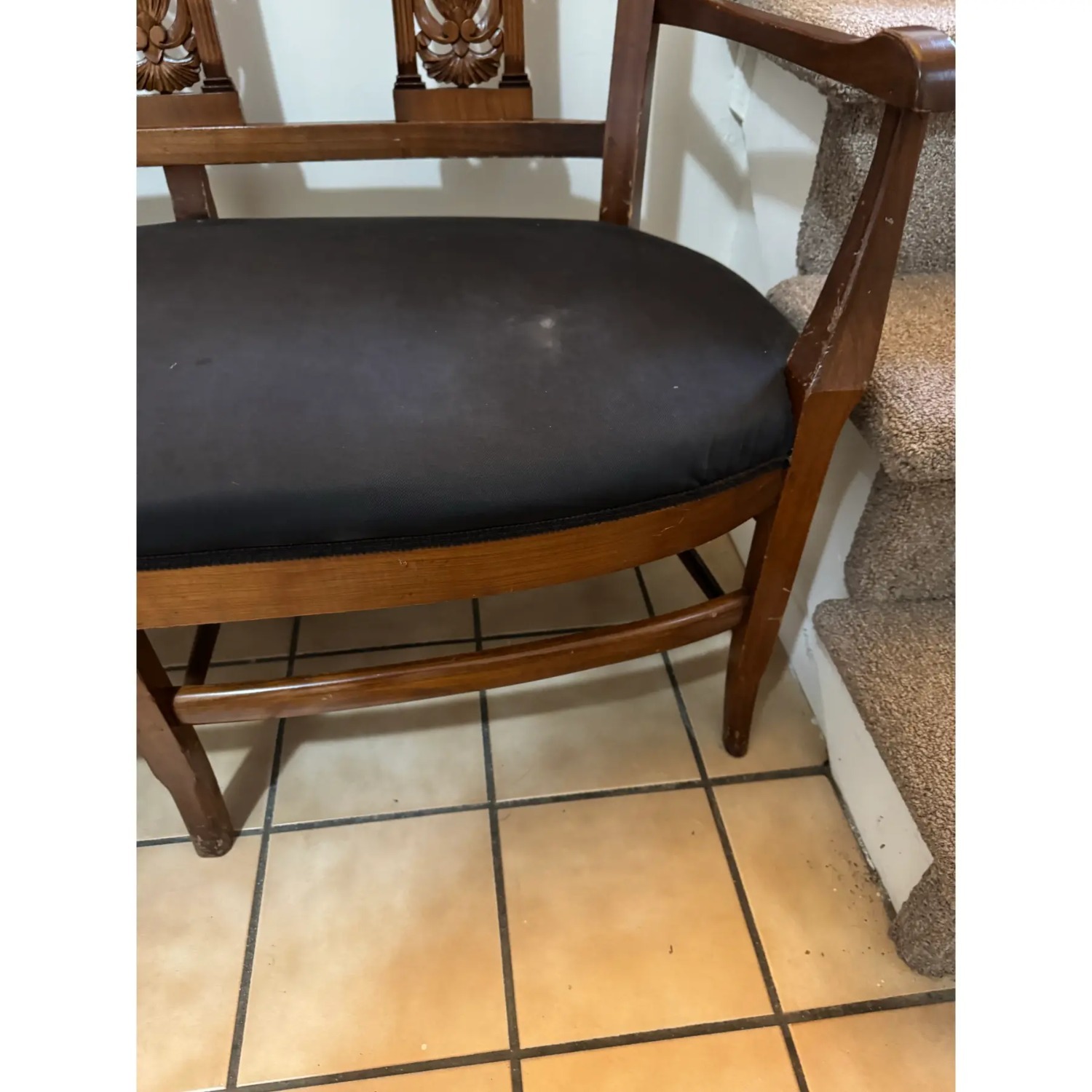 Vintage/Antique Dark Brown Wood Bench - image-4